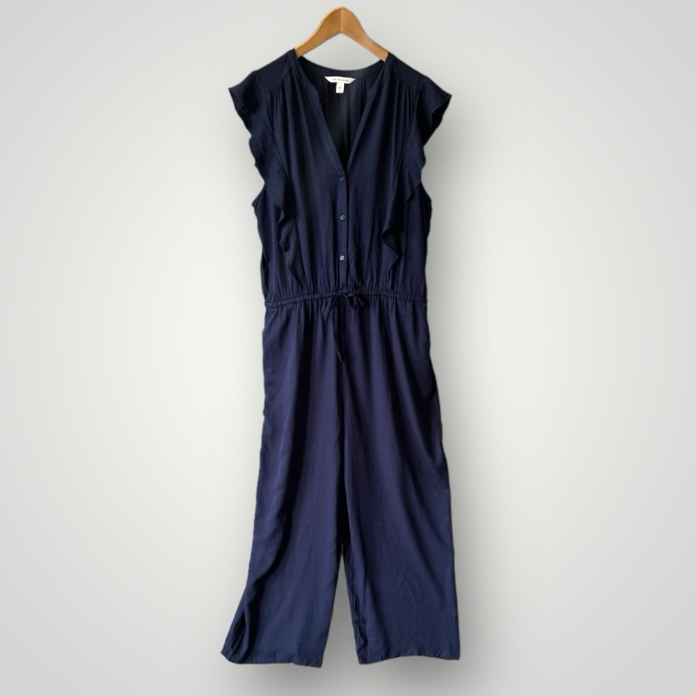 POPSUGAR Navy Jumpsuit with Ruffle Sleeves